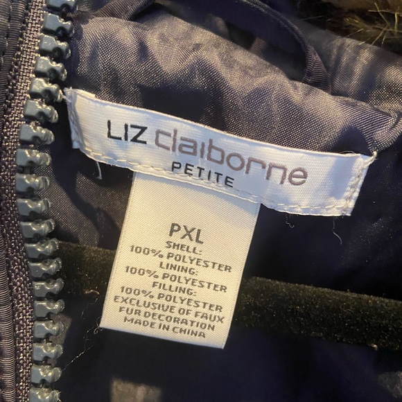 Fur hoodie sleeveless jacket Navy - size XL petite - Picture 2 of 9